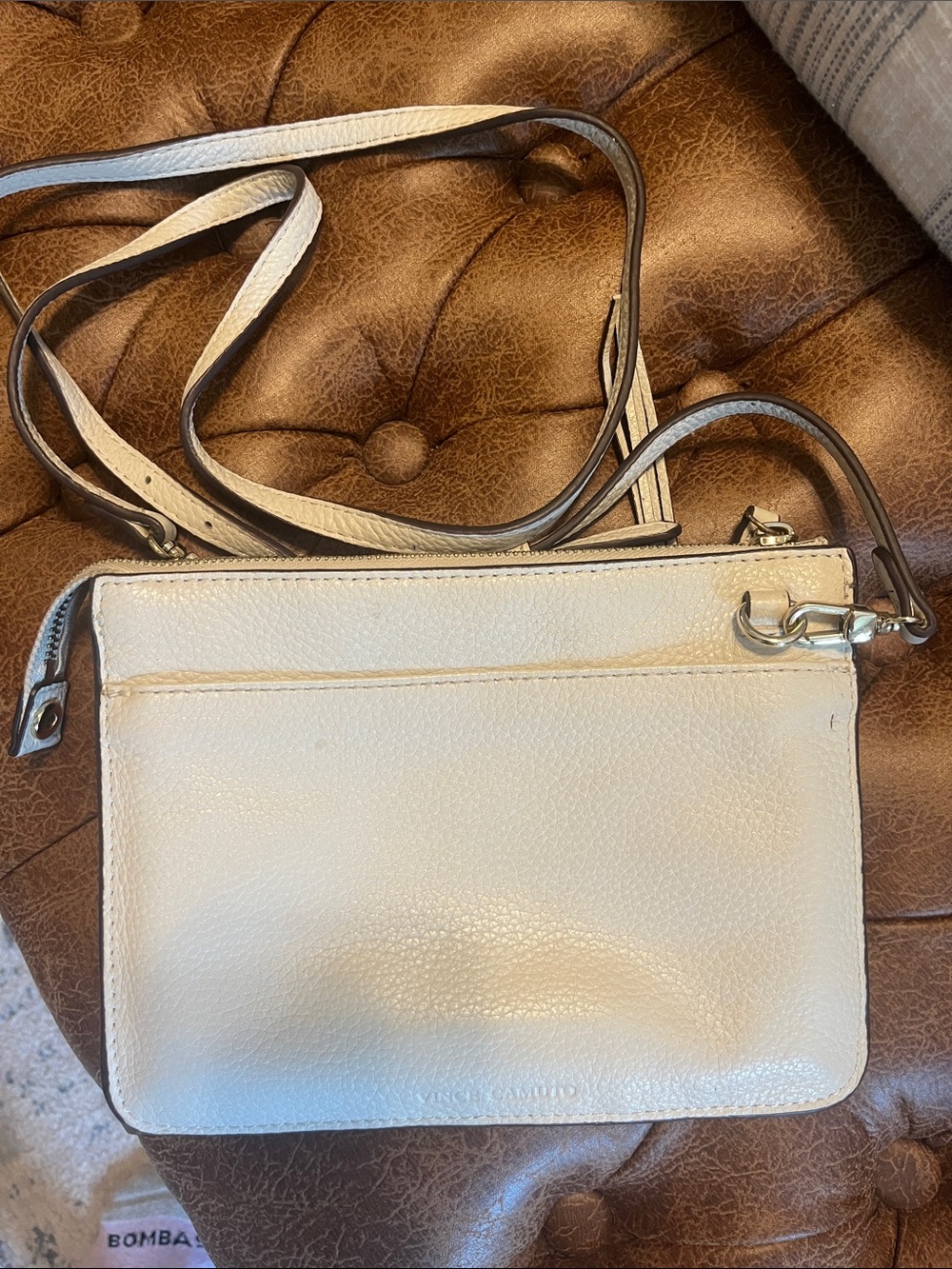 Vince Camuto Cream Leather Crossbody Bag